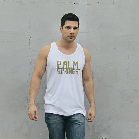 PALM SPRINGS - White and Gold Sleeveless tank top for Men and Women